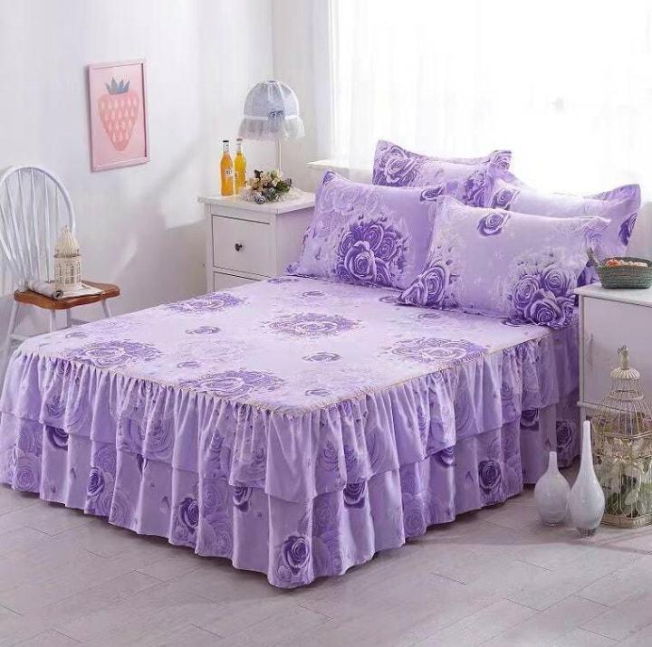 Purple Cotton Bedskirt / Bedsheet
