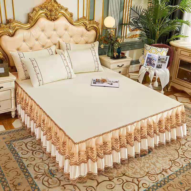 Decorative Cream Bedskirt / Bedsheet