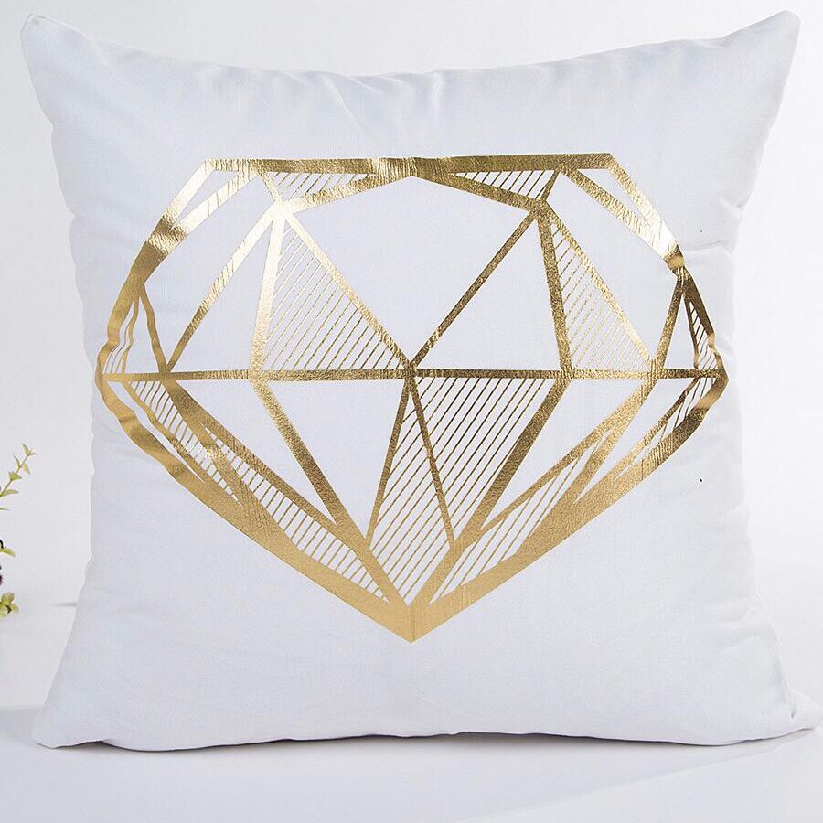 Diamond design Gold Print Throw Pillow Cover