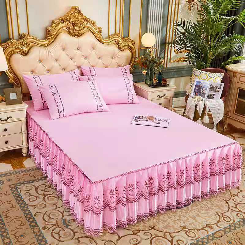 Decorative Pink Bedskirt / Bedsheet