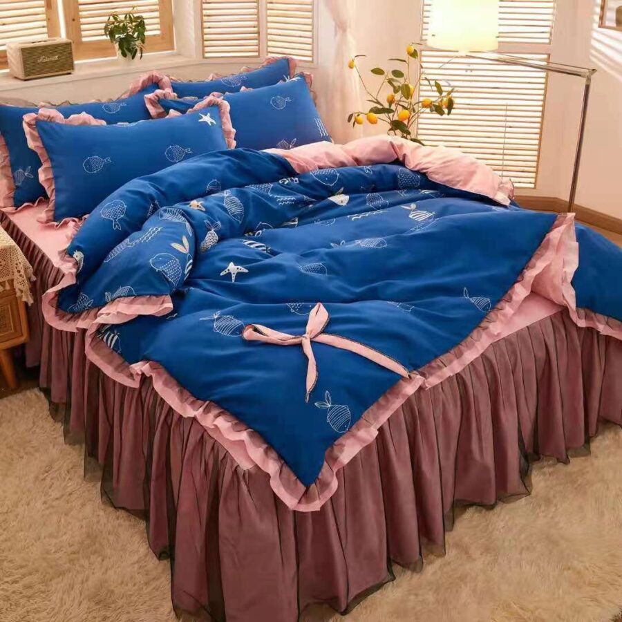 Blue Floral Cotton Duvet Set