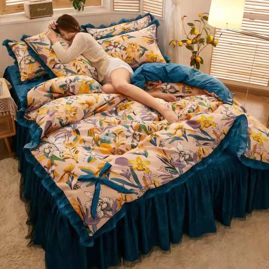 Blue Floral Cotton Duvet Set