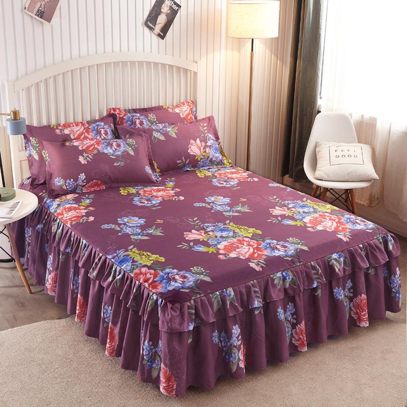 Maroon Floral Bedskirt