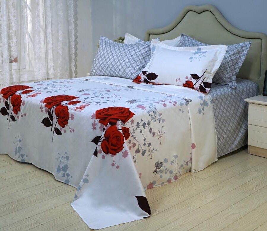 Floral White Cotton Bedsheets
