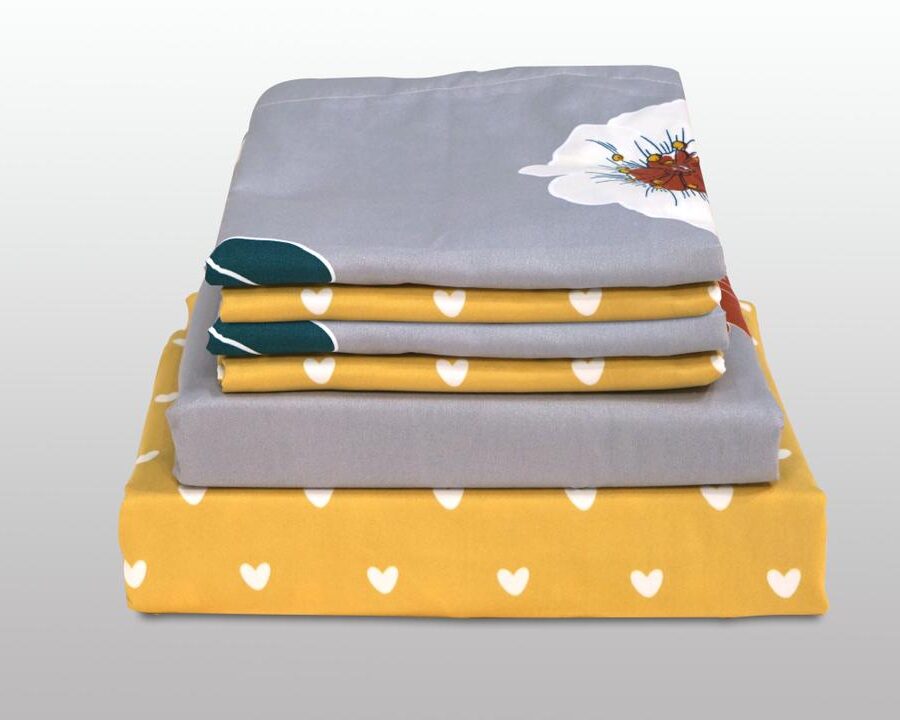 Grey & Mustard Cotton Bedsheets